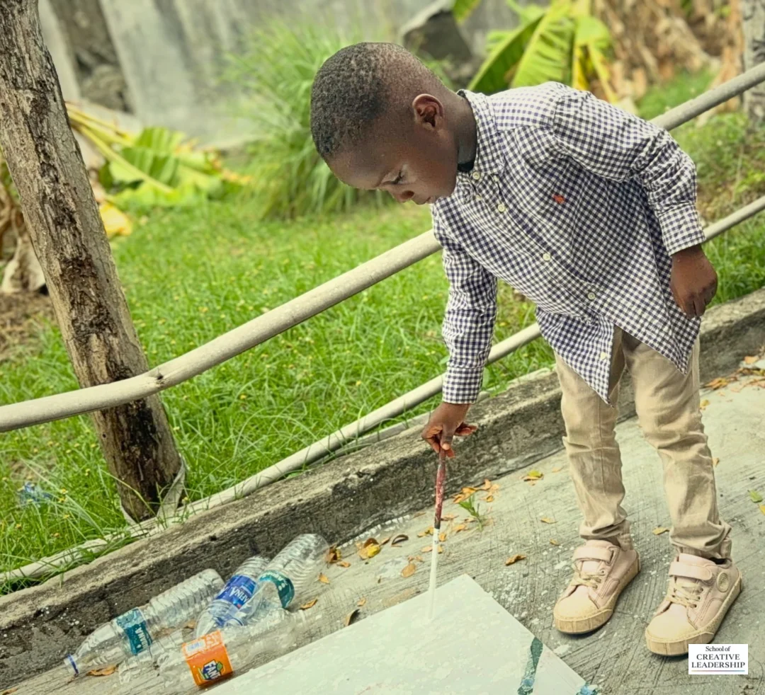 Collecting waste around the school premises